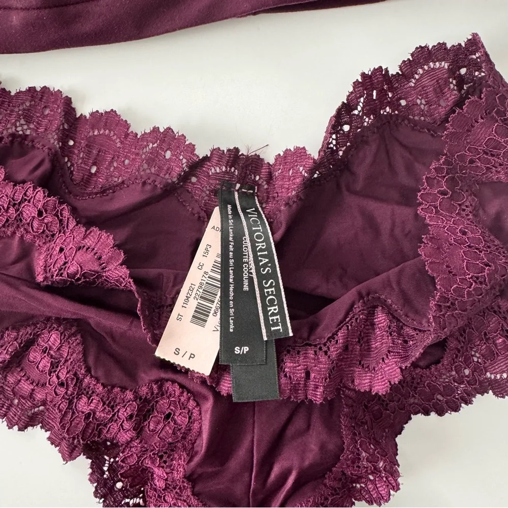 NWT Victoria's Secret Floral Lace Halter Bralette and Panty Set - Purple - Picture 4 of 4
